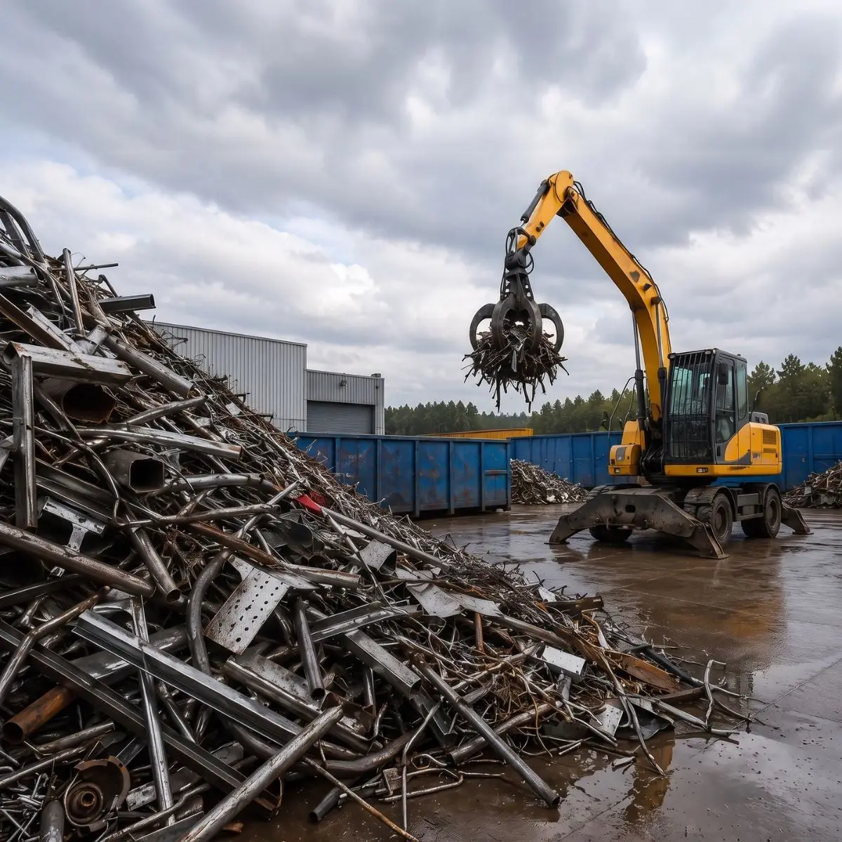 Metallskrot och materialhanterare vid metallåtervinning i Skåne