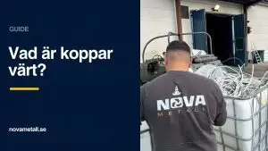 Medarbetare på Nova Metall vid en behållare med kabel i Skånes Fagerhult