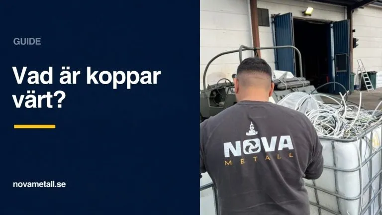 Medarbetare på Nova Metall vid en behållare med kabel i Skånes Fagerhult